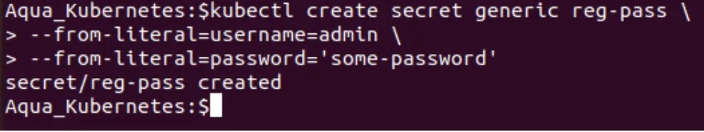 kubectl create secret generic reg-pass \